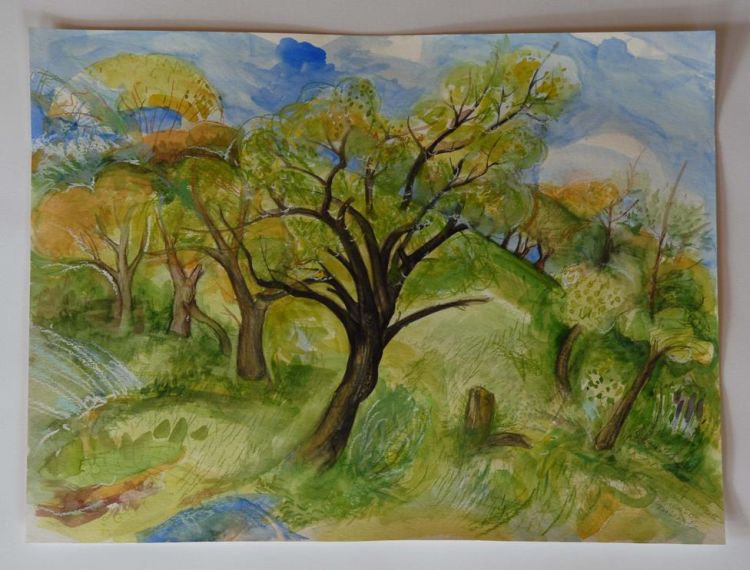Kirschberg bei Rathewitz | 2015 | Aquarell und Pastellstifte Kirschberg bei Rathewitz | 2015 | Aquarell und Pastellstifte